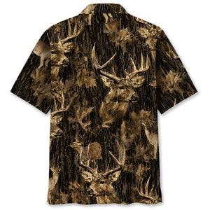 Vintage Deer Art Camo Hawaiian Shirt