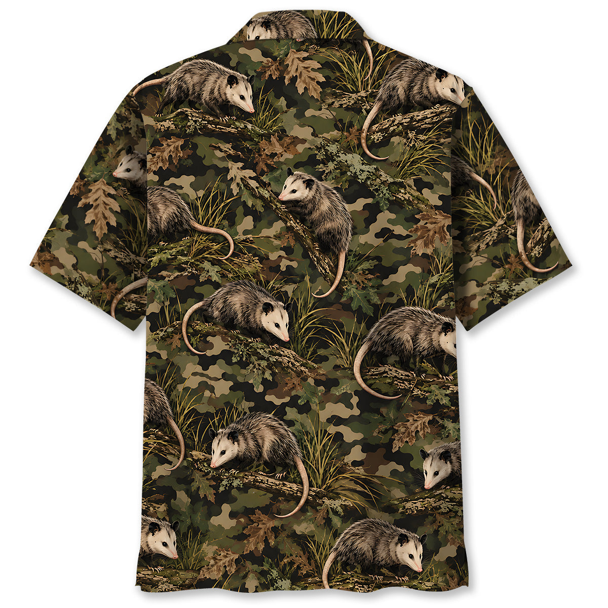 Woodland Opossum Camouflage Hawaiian Shirt
