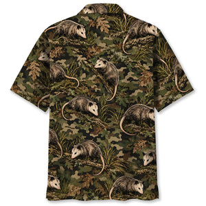 Woodland Opossum Camouflage Hawaiian Shirt