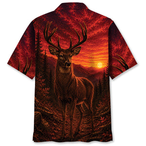 Deer Hunting Burnt Sky Hawaiian Shirt