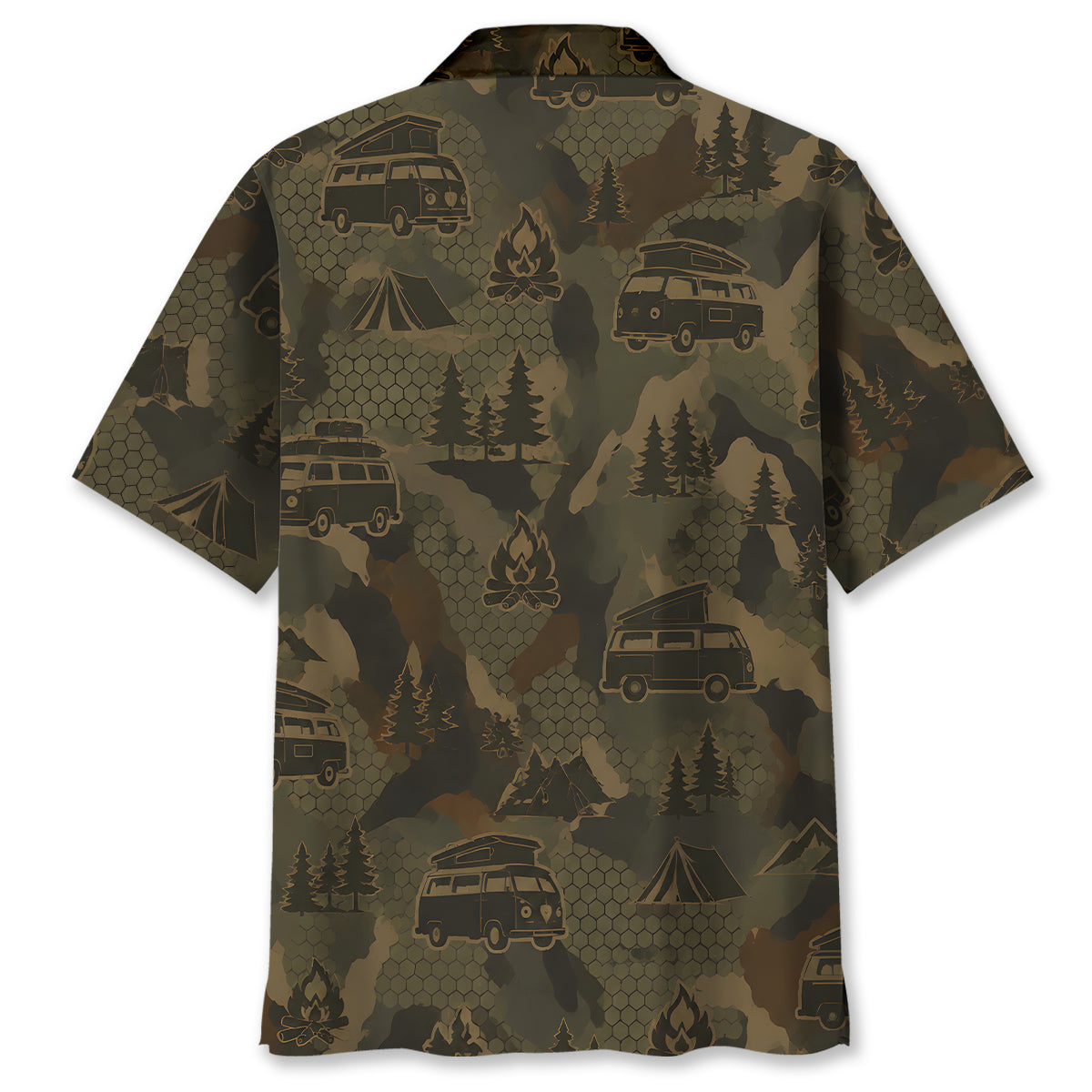 Camper Van Hippie Car Camping Camouflage Hawaiian Shirt