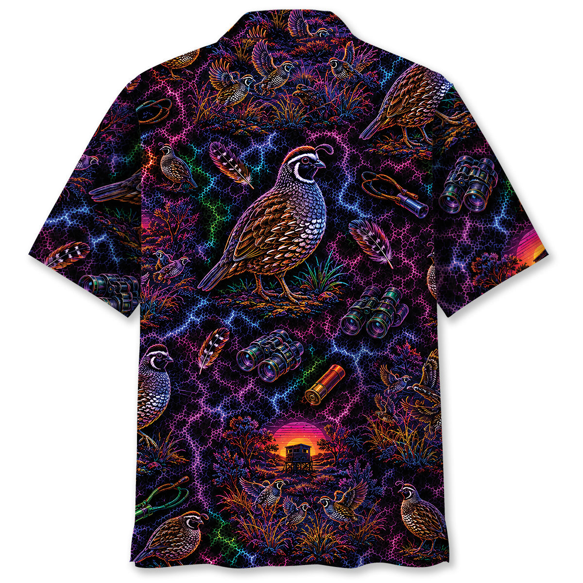 Midnight Quail Hunting Neon Hawaiian Shirt