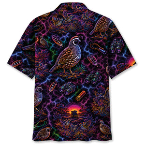 Midnight Quail Hunting Neon Hawaiian Shirt
