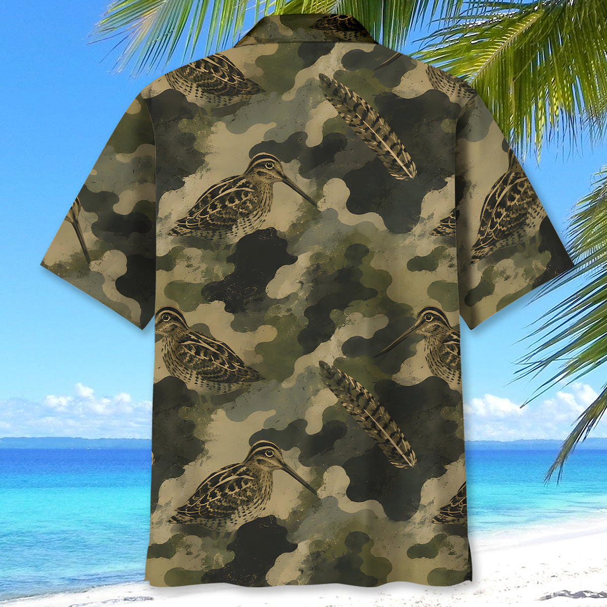 Snipe Camouflage Graphic Pattern Hawaiian Shirt