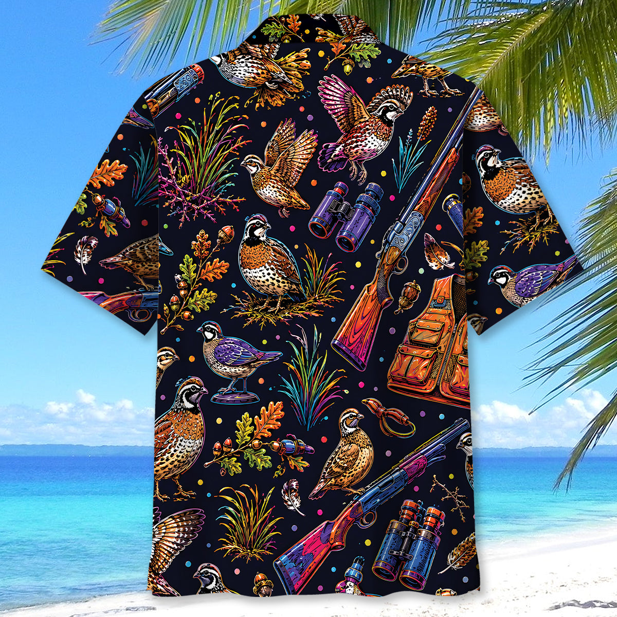 Quail Hunting Graphic Pattern Hawaiian Shirt