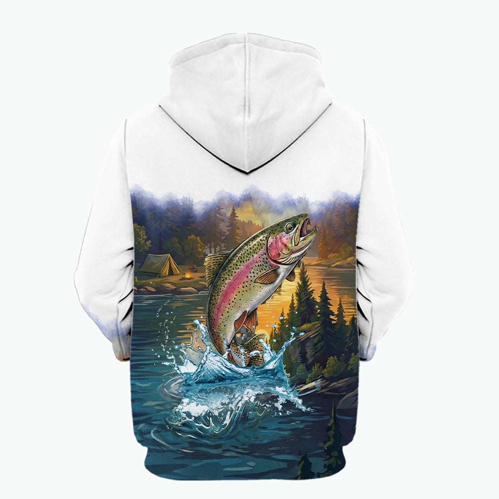 Rainbow Trout Fishing Sunset Strike All Over Print Shirt