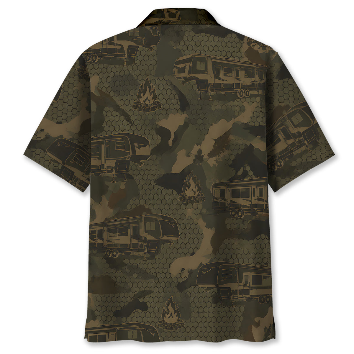 Fifth Wheel Camping Camouflage Hawaiian Shirt