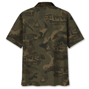 Fifth Wheel Camping Camouflage Hawaiian Shirt