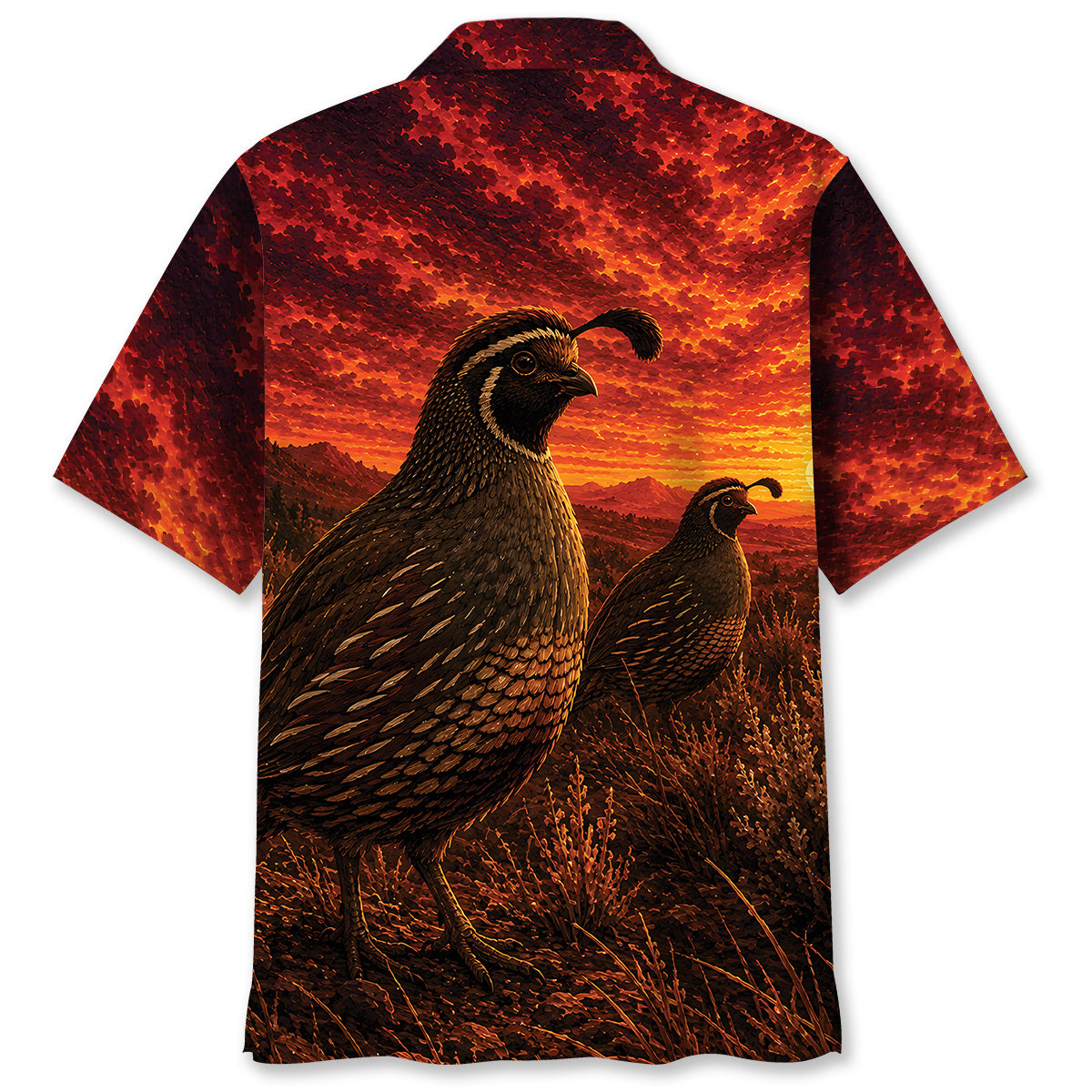 Quail Hunting Burnt Sky Hawaiian Shirt