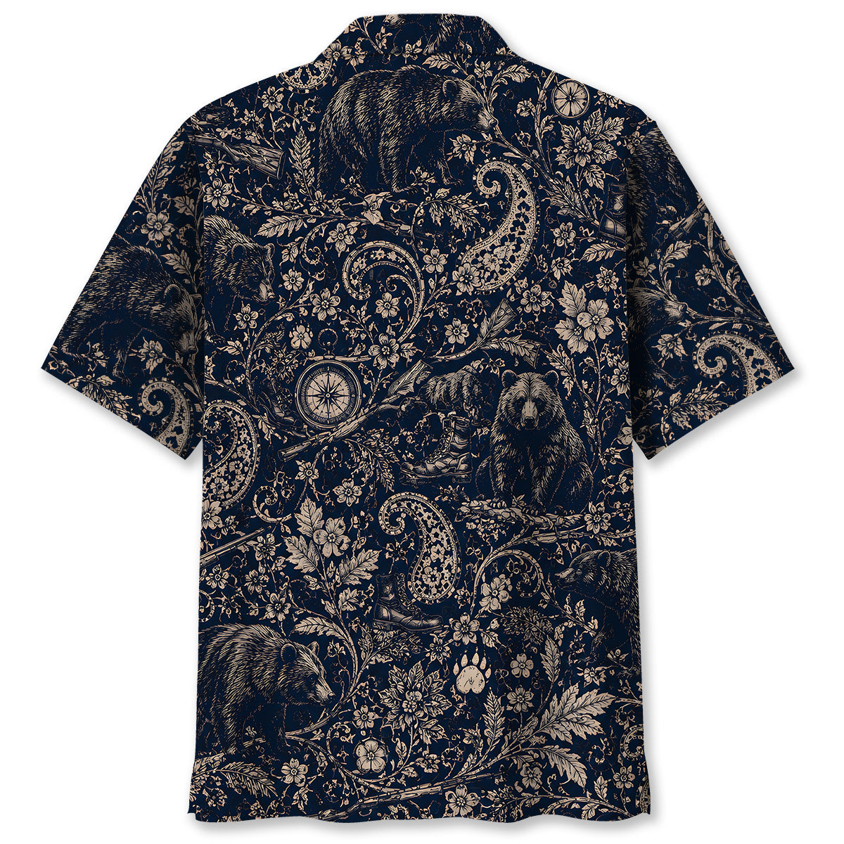 Midnight Bear Hunting Paisley Hawaiian Shirt
