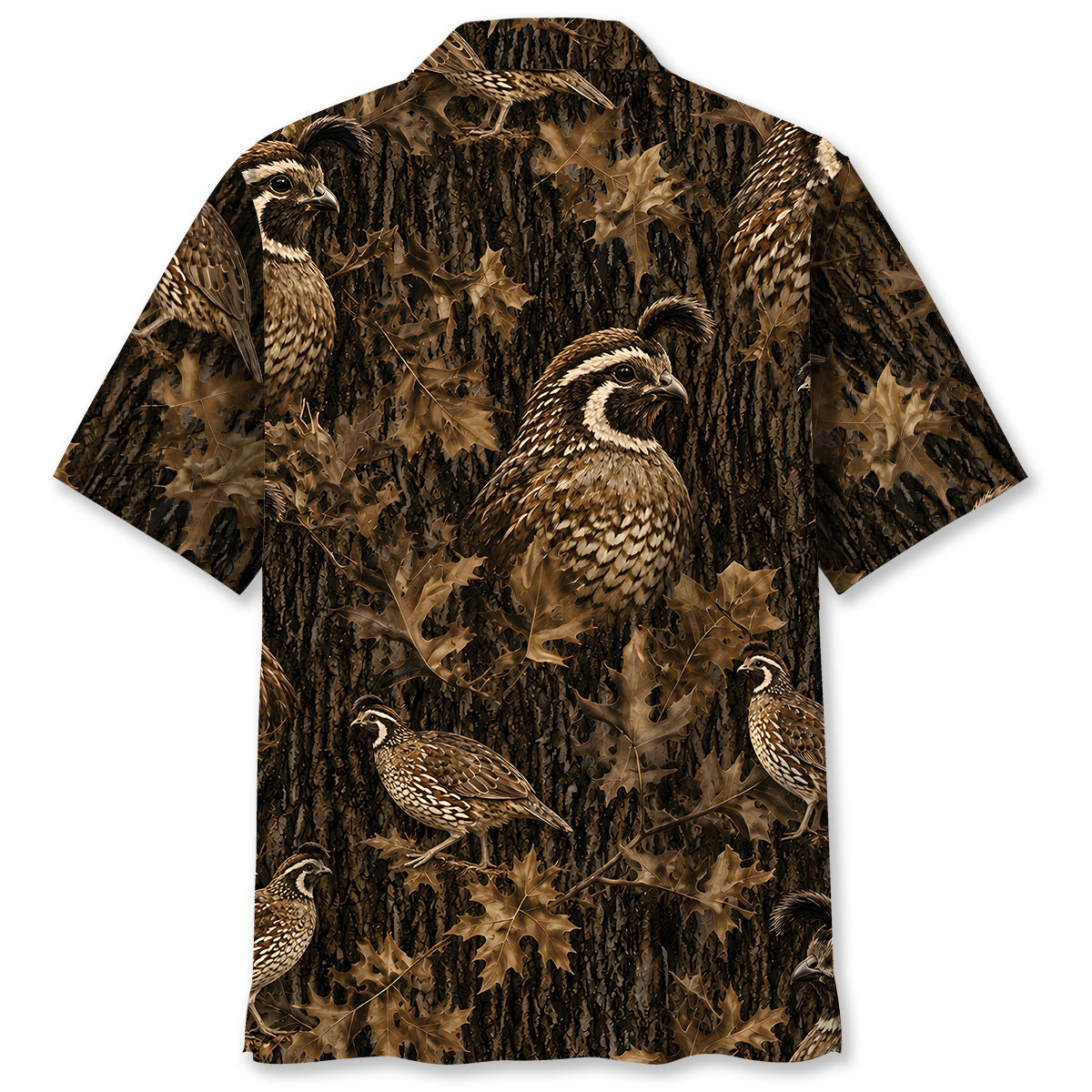 Vintage Quail Art Camo Hawaiian Shirt