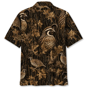 Vintage Quail Art Camo Hawaiian Shirt
