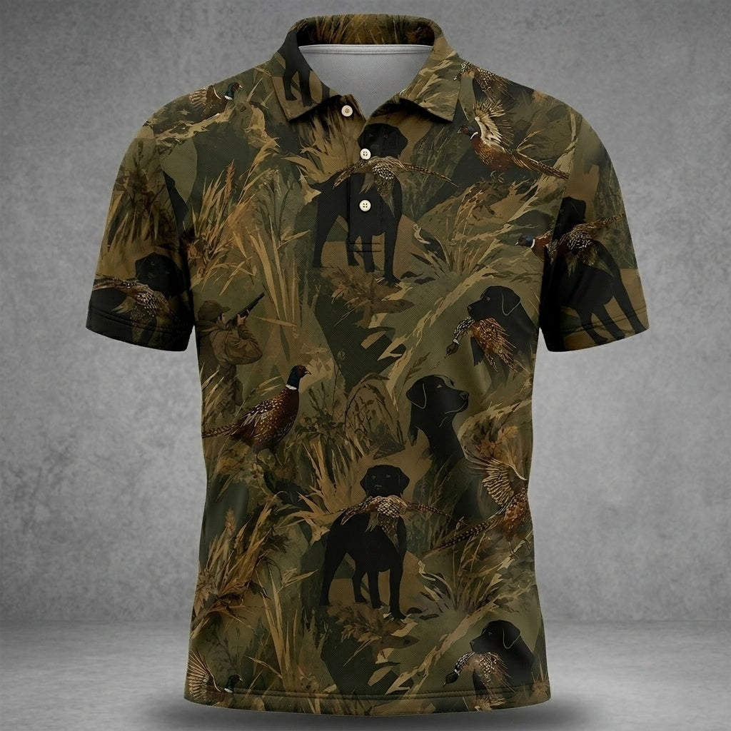 Wild Pheasant Retriever Camouflage Polo Men Shirt