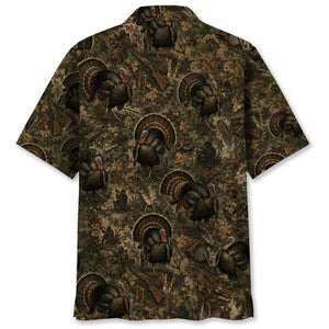 Vintage Turkey Hunter Camo Hawaiian Shirt