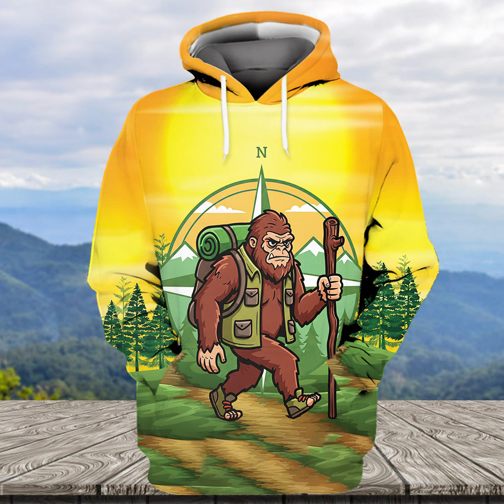 Funny Bigfoot Hiking All Over Print Shirt