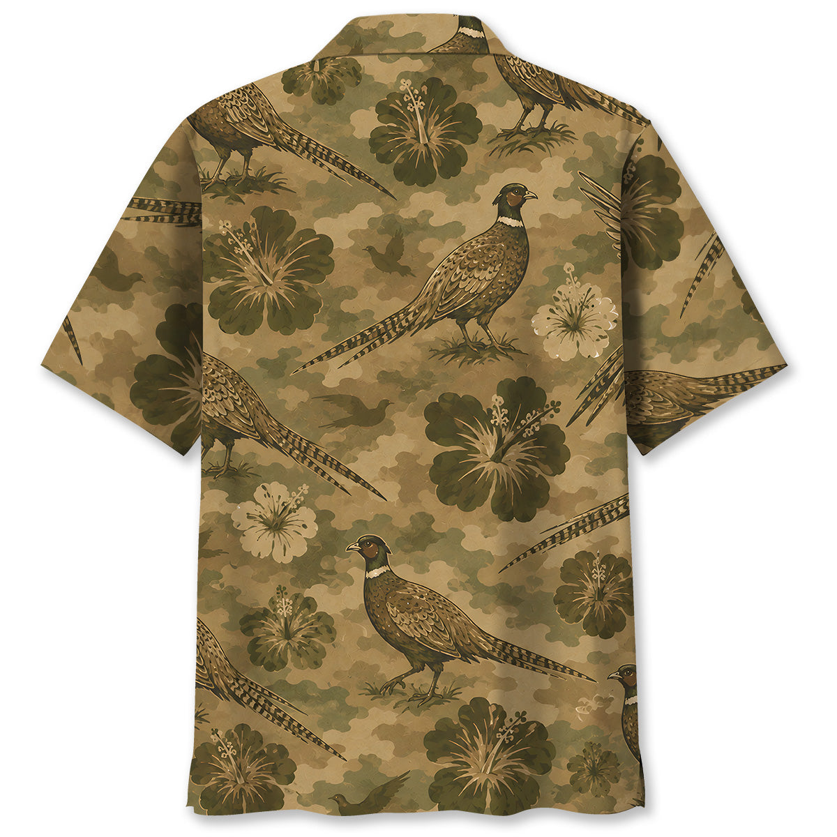 Pheasant Hibiscus Camouflage Hawaiian Shirt