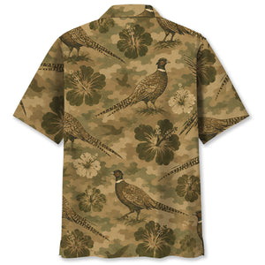 Pheasant Hibiscus Camouflage Hawaiian Shirt
