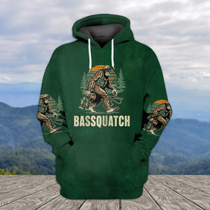 Bassquatch Bigfoot Fishing All Over Print Shirt
