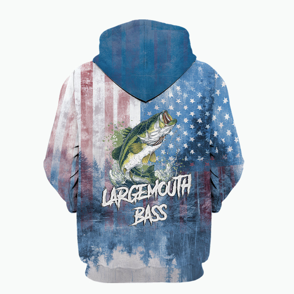 Largemouth Bass American Flag All Over Print Shirt