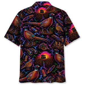 Midnight Wild Pheasant Hunting Neon Hawaiian Shirt