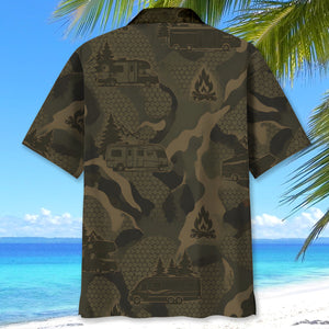 RV Car Camping Camouflage Hawaiian Shirt