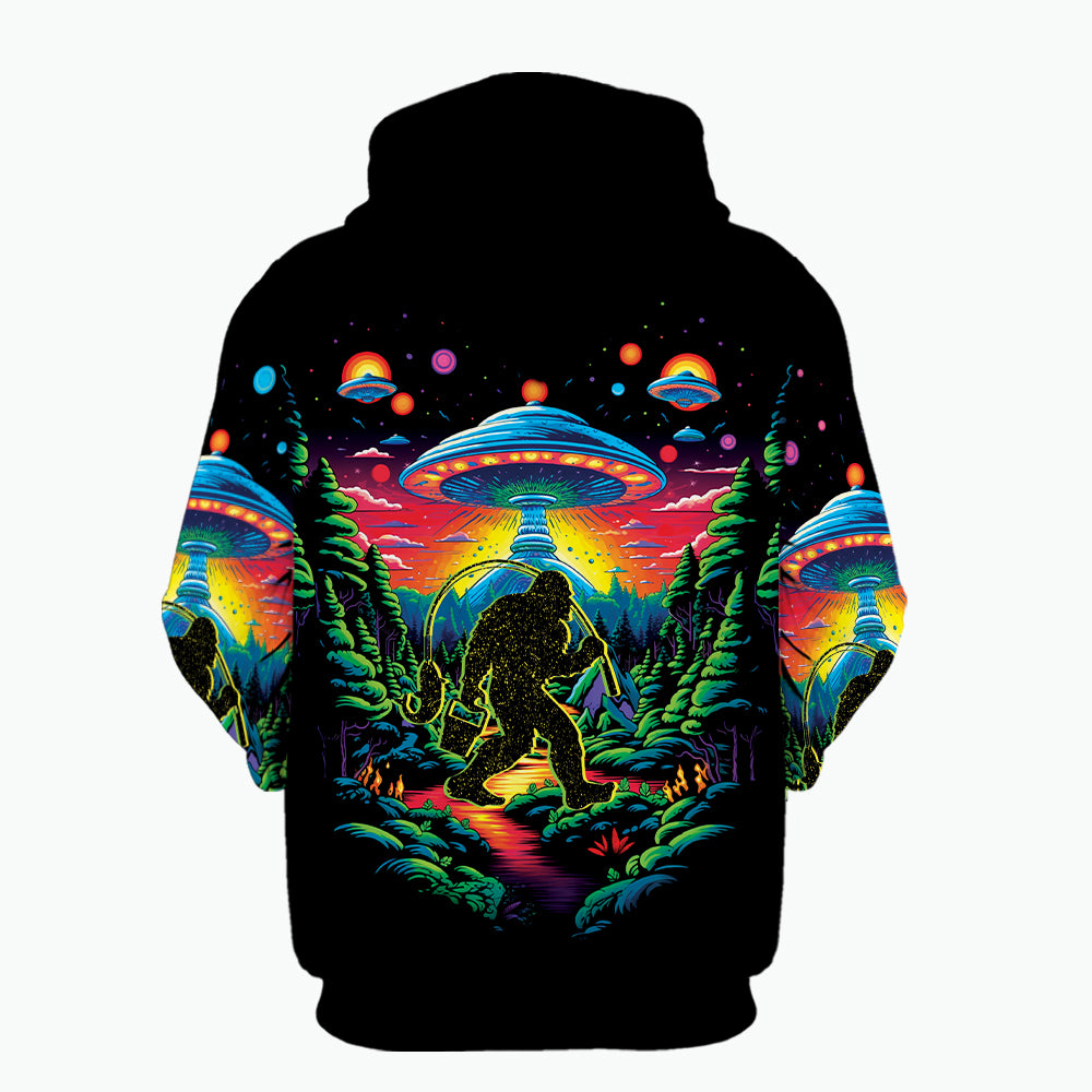 Bigfoot Fishing Forest All Over Print Shirt