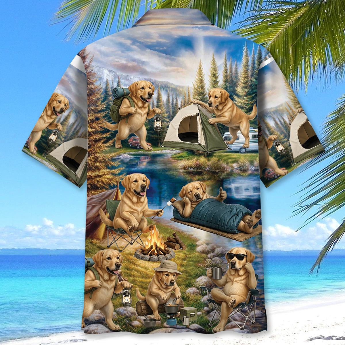 Labrador Retriever Dog Funny Camping Hawaiian Shirt
