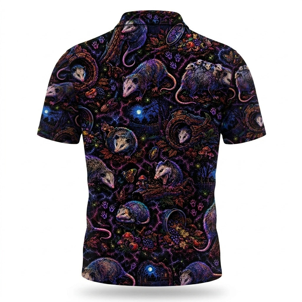 Midnight Opossum Neon Men Polo Shirt