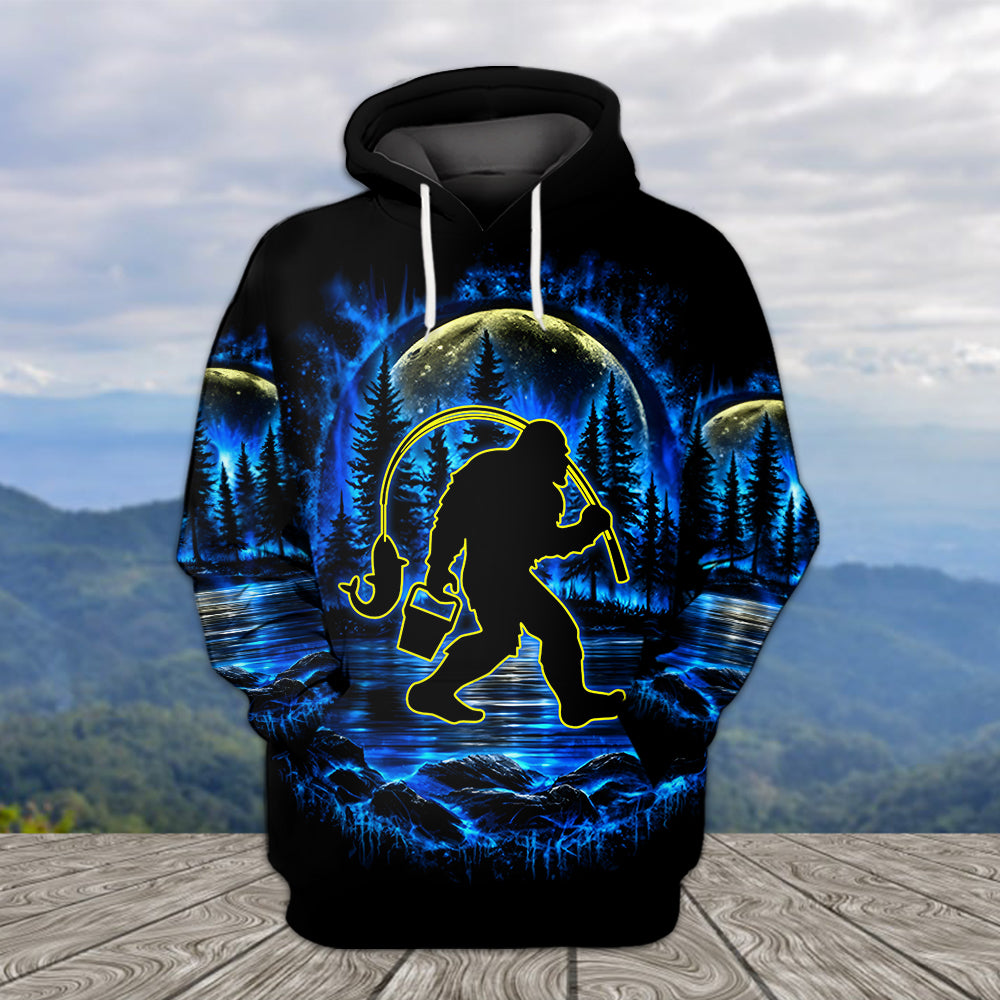 Bigfoot Fishing All Over Print Shirt