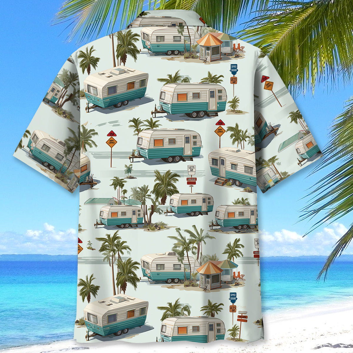 Vintage Fiffth-Wheel Trailer Hawaiian Shirt