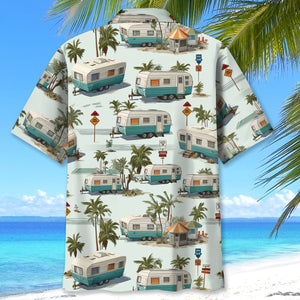 Vintage Fiffth-Wheel Trailer Hawaiian Shirt