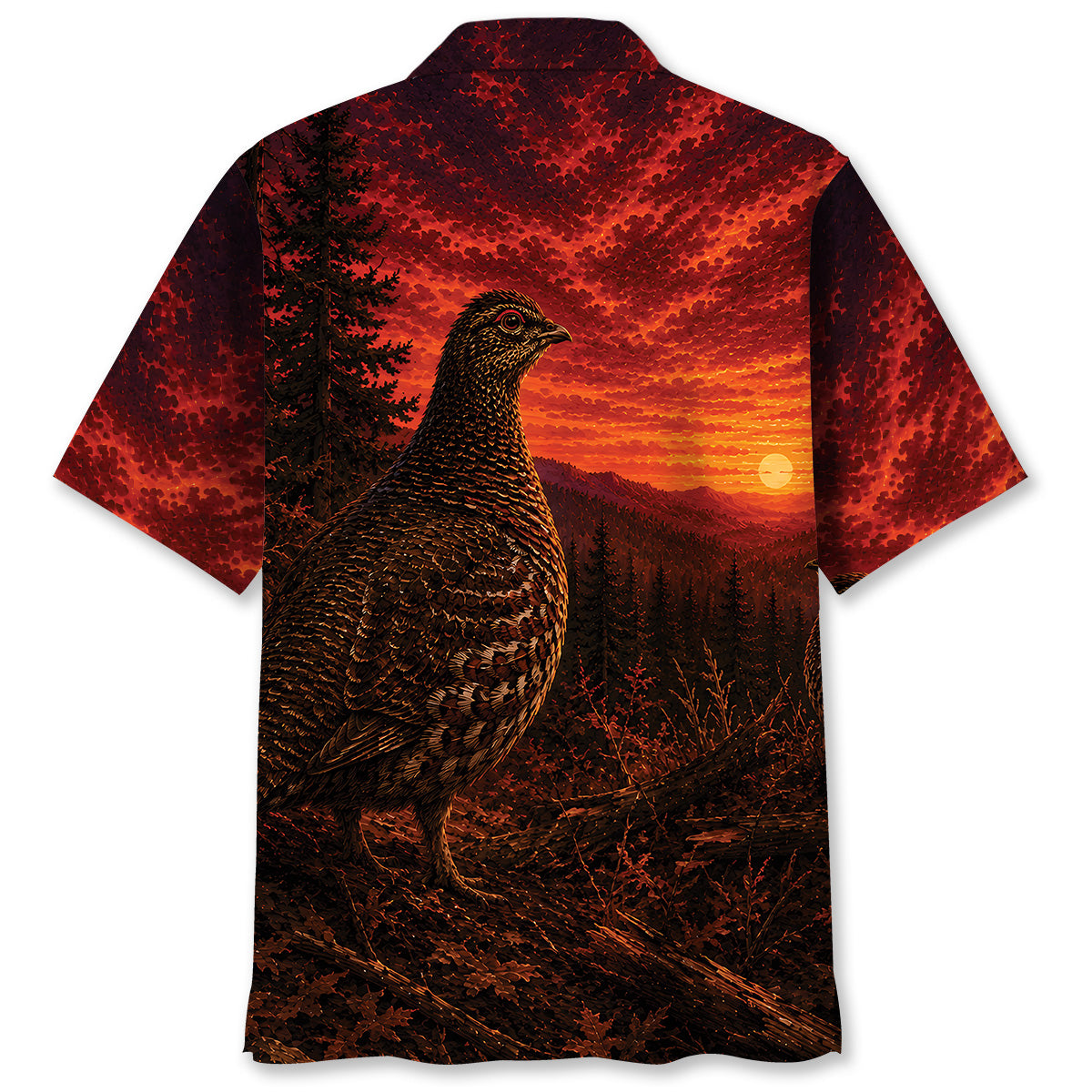 Grouse Hunting Burnt Sky Hawaiian Shirt