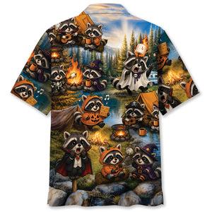 Vintage Raccoon Camping Hawaiian Shirt