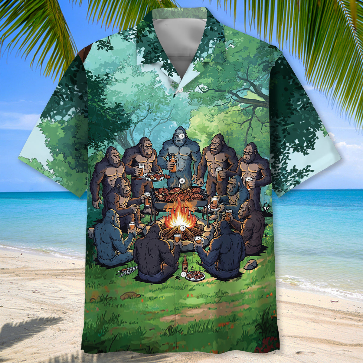 Bigfoot Camping Crew Hawaiian Shirt