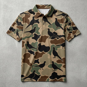 Pheasant Hunting Camouflage Pattern Men Polo Shirt