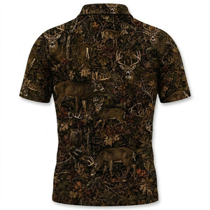 Deer Hunting Forest Camouflage Men Polo Shirt