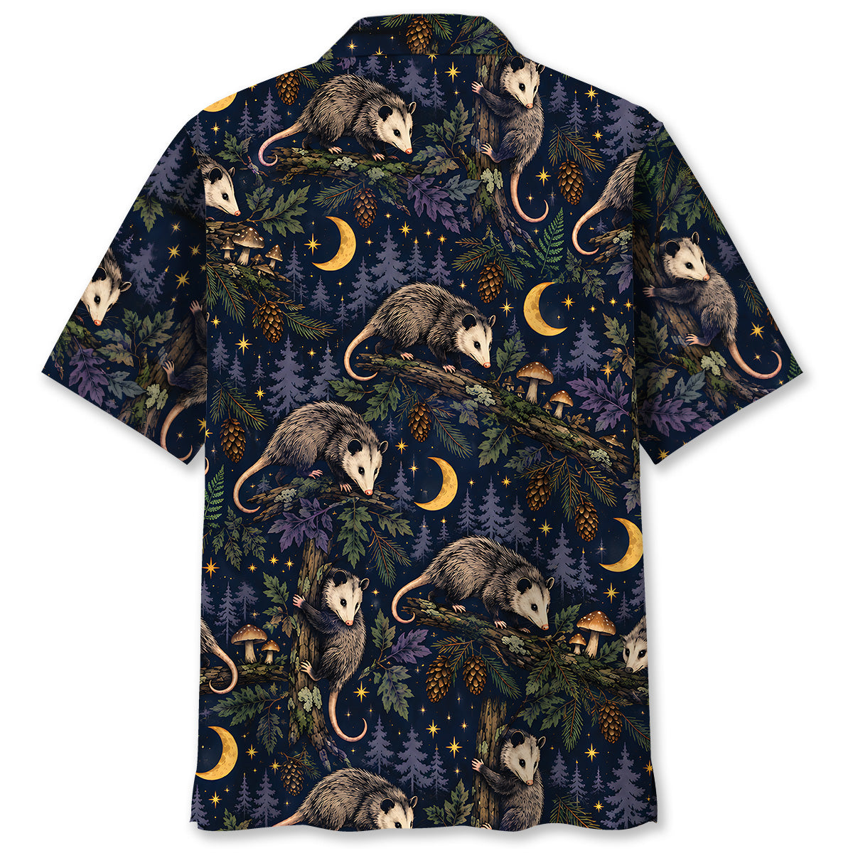 Moonlit Opossum Forest Pattern Hawaiian Shirt