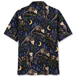 Moonlit Opossum Forest Pattern Hawaiian Shirt