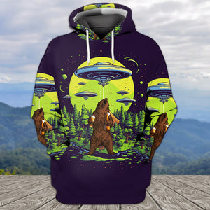 Funny Grizzly Bear Drinking All Over Print Shirt
