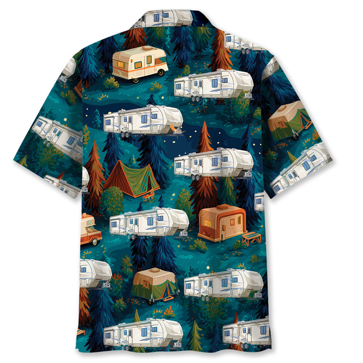 Night Forest Fiffth-Wheel Trailer Hawaiian Shirt