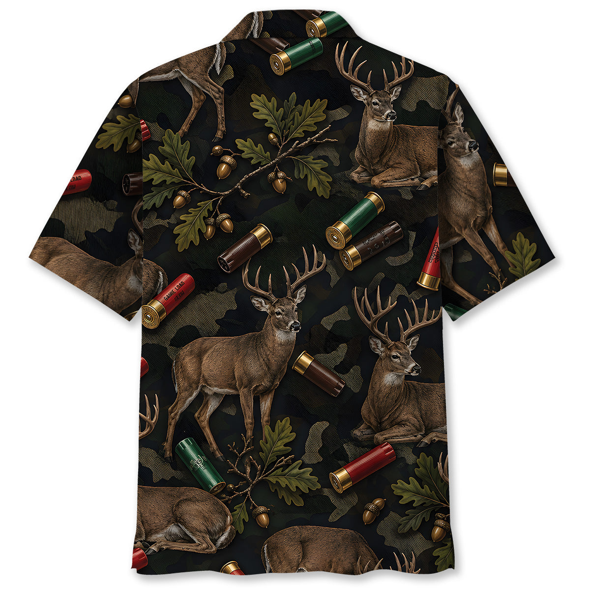 Vintage Deer Hunting Camouflage Black Hawaiian Shirt