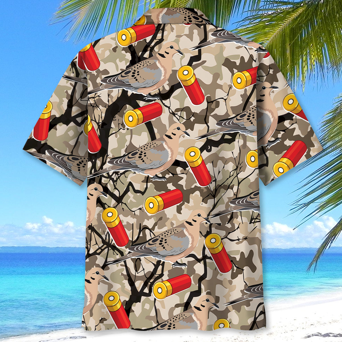 Camo Tree Branches Mourning Dove Hunting Hawaiian Shirt