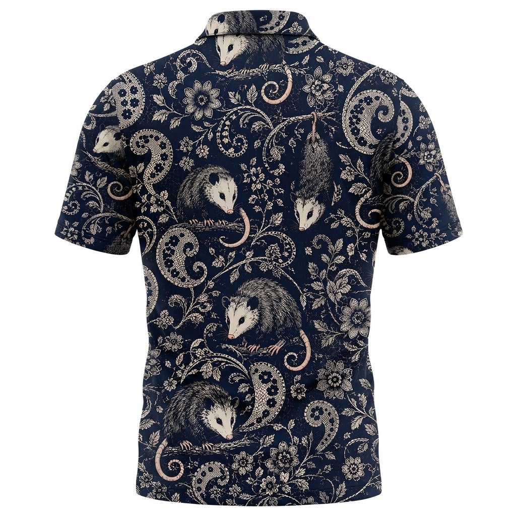 Midnight Opossum Paisley Men Polo Shirt