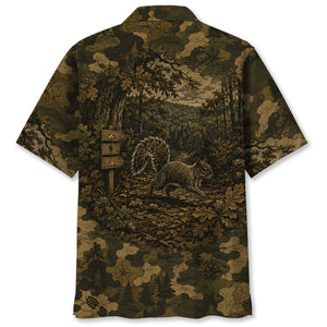 Squirrel Forest Camouflage Dark Hawaiian Shirt