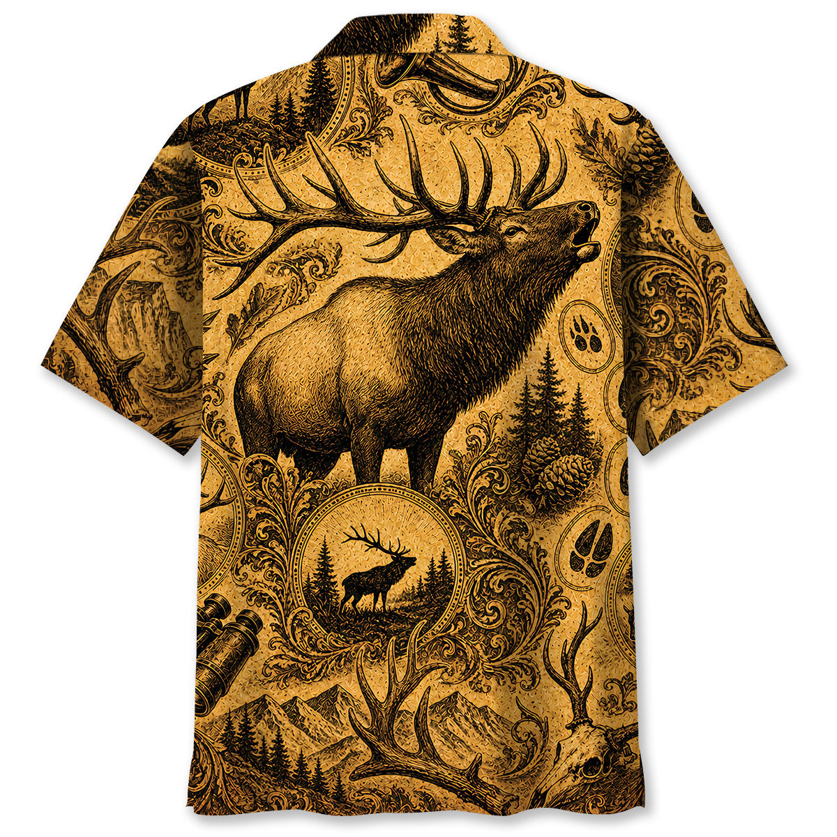 Elk Hunting Legend Vintage Art Hawaiian Shirt