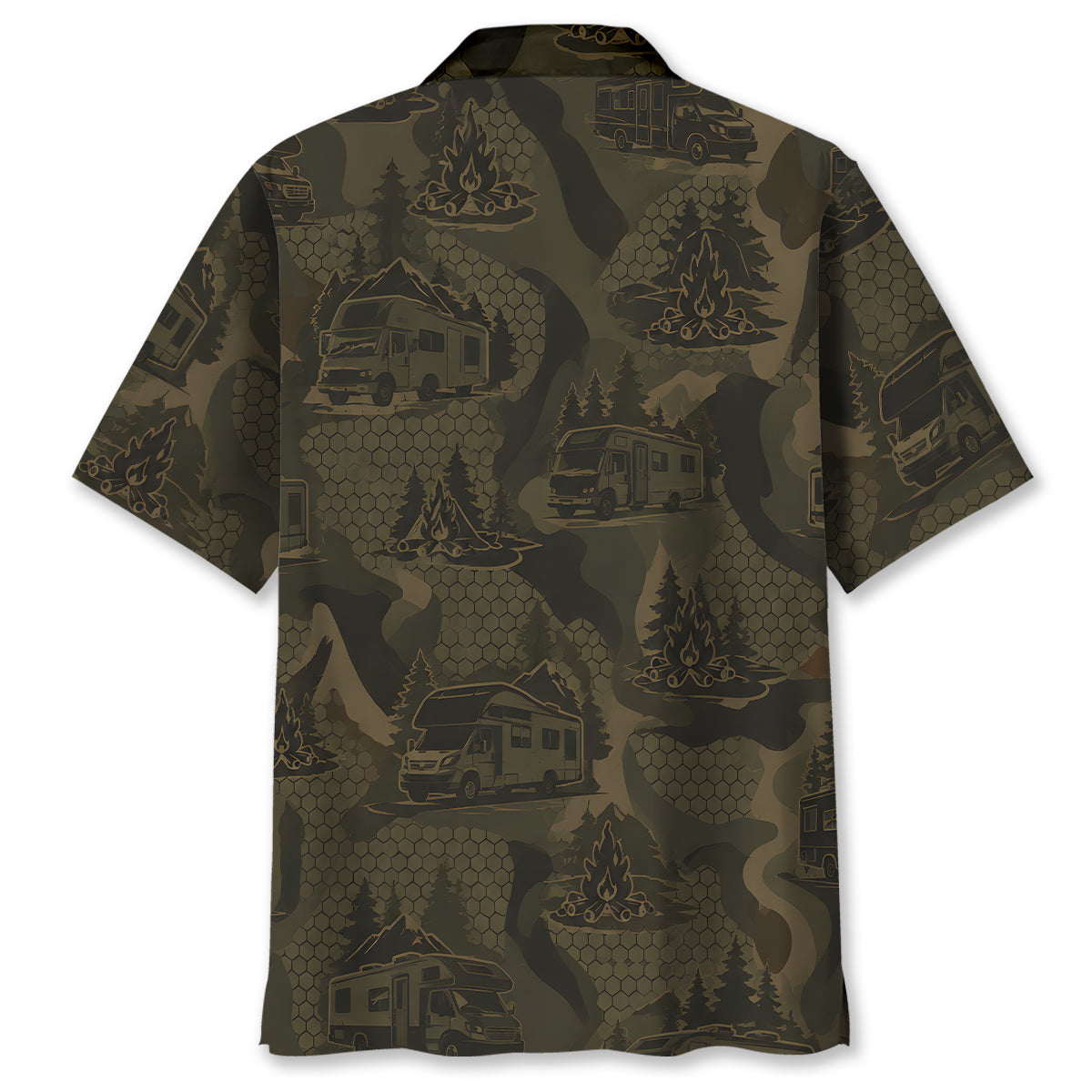 Motorhome Camping Camouflage Hawaiian Shirt