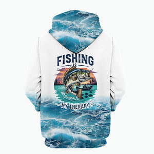 Ocean Splash Bass Fishing Is My Therapy All Over Print Shirt
