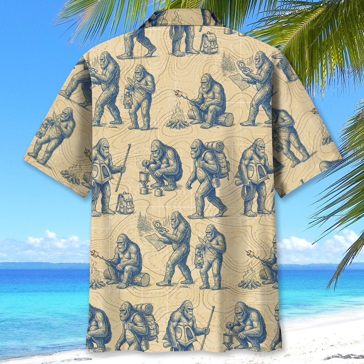 Bigfoot Goes Camping Hawaiian Shirt