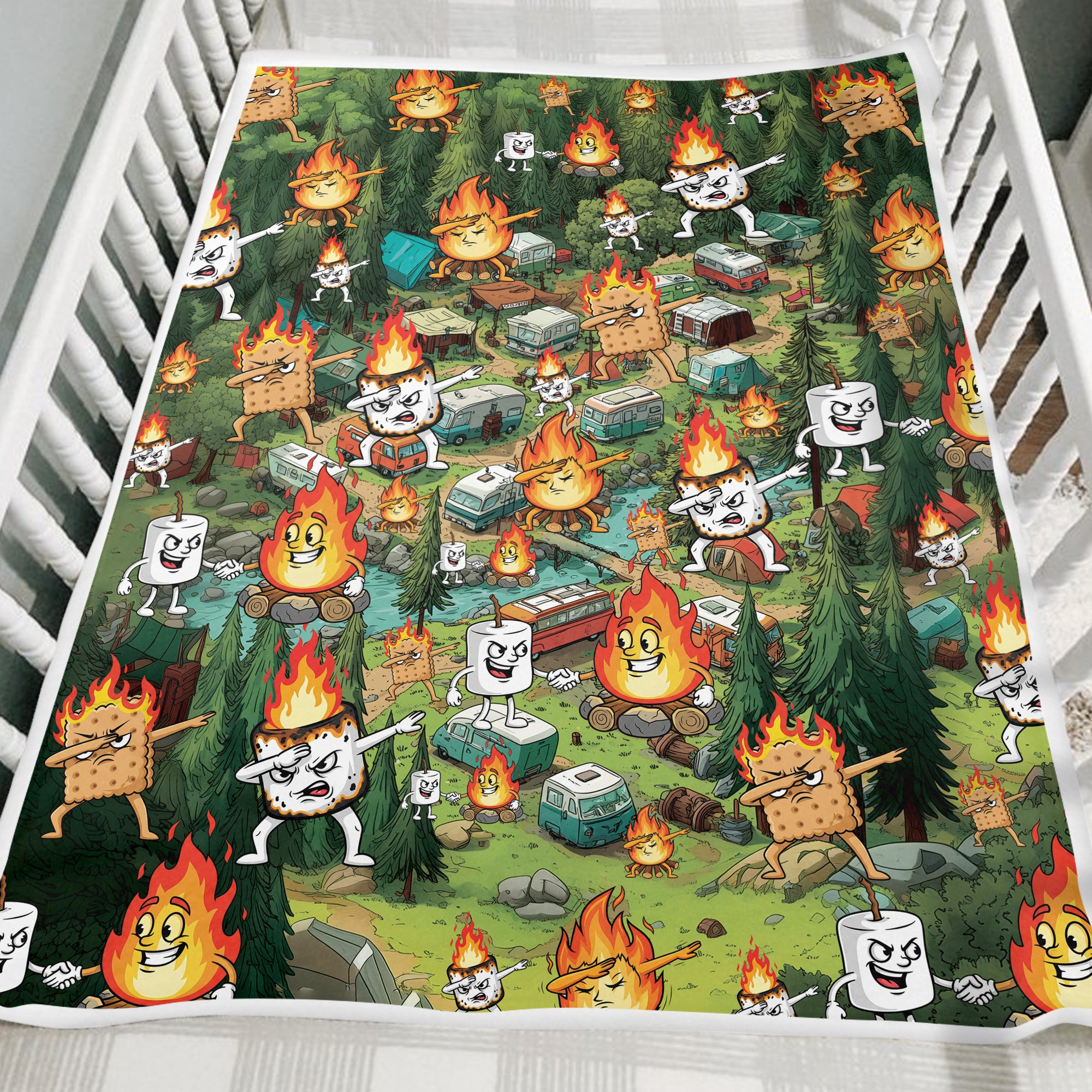 Burnt Marshmallow Camping Fleece Blanket Collection