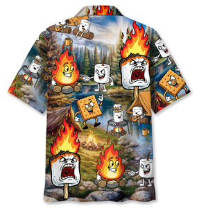 Vintage Camping Marshmallow Hawaiian Shirt